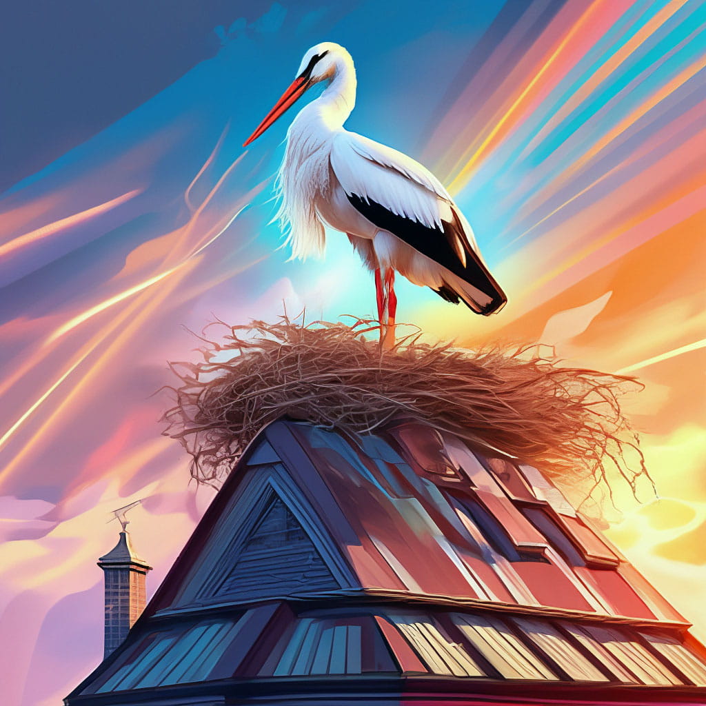 Аист на крыше